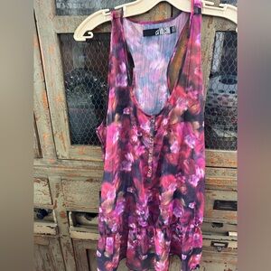 Volcom Women's Pink and Purple Floral Tank Top/ swim cover-up